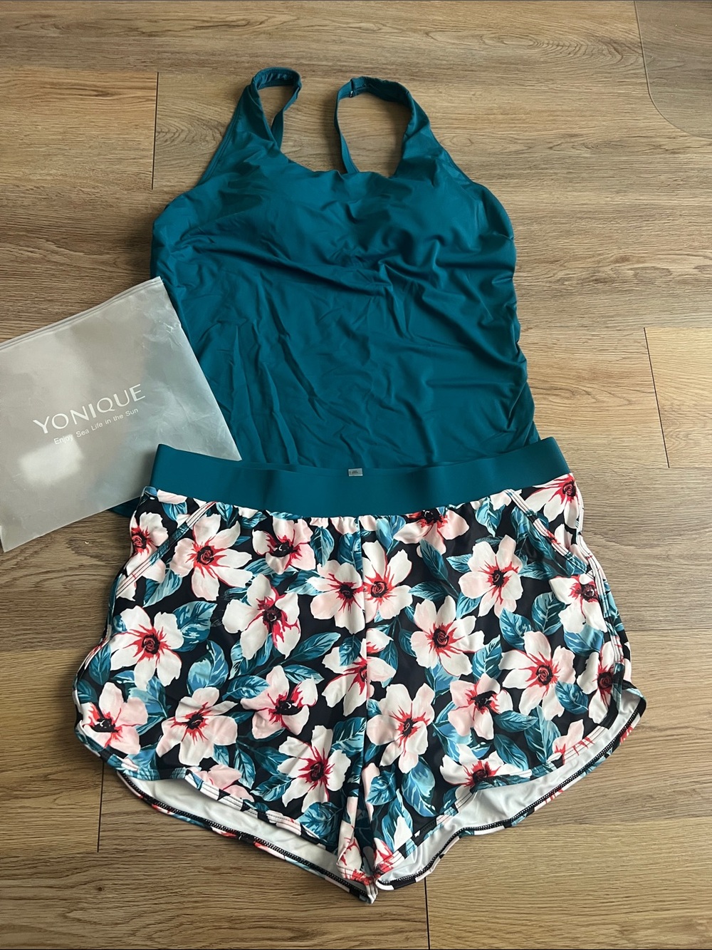 Younique Teal Swim Top with White Lining